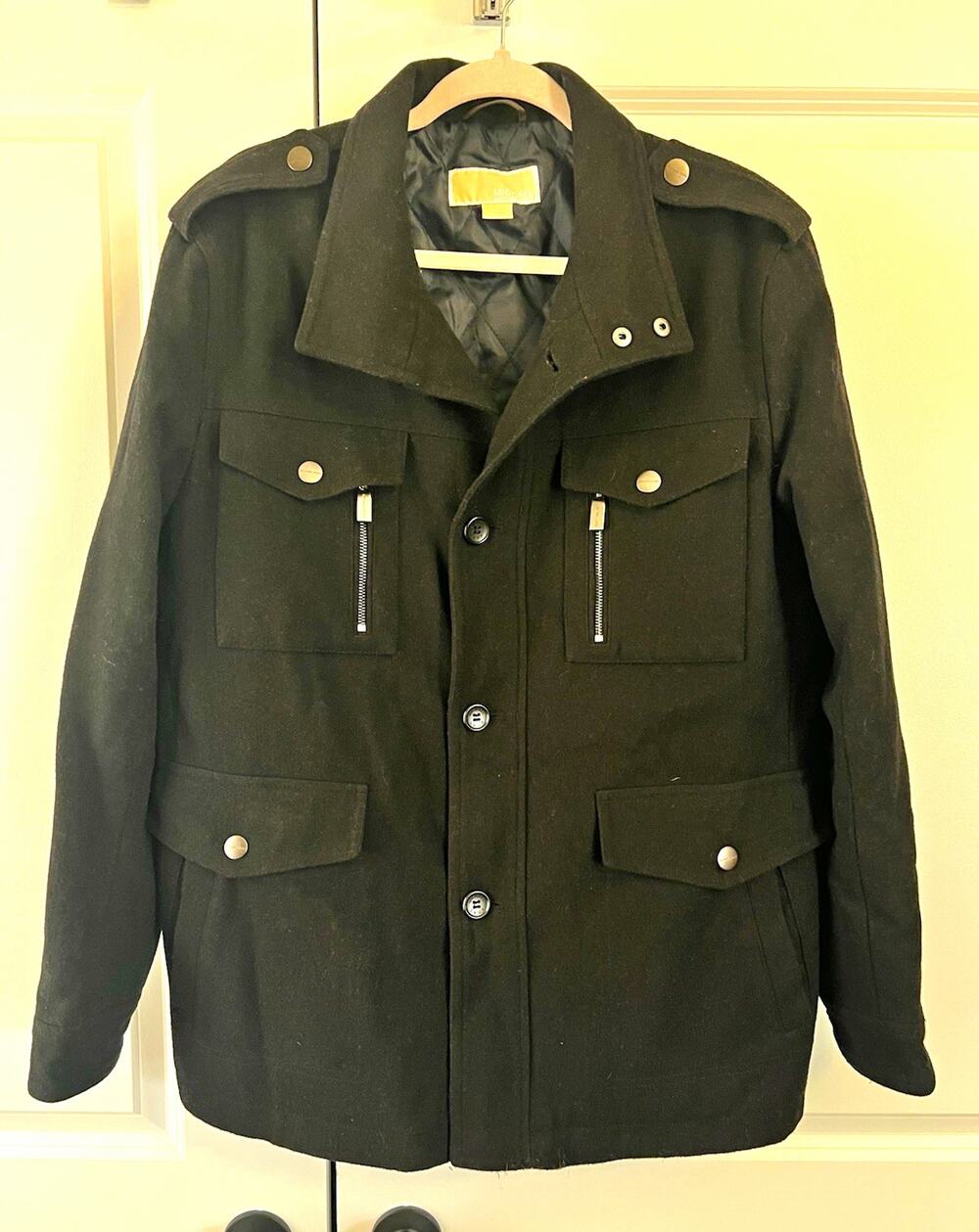 Michael Michael Kors Men’s Black Wool Blend Short Lined Pocket Jacket M